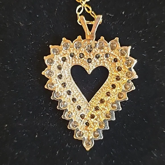 Gorgeous, rare, unique, double layered, natural diamond 14kt gold pendant. - Picture 3 of 5